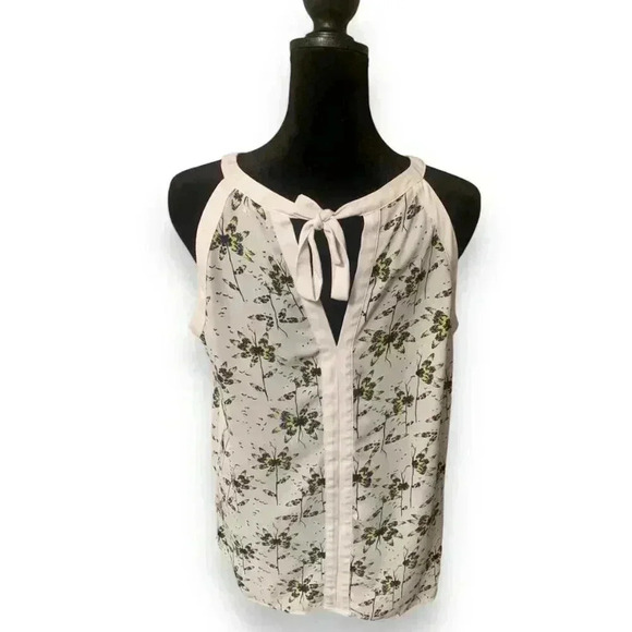 Collective Concept High Neck Sleeveless White Floral Tie-Back Sleeveless Blouse - Picture 11 of 12